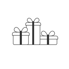 Gift boxes, presents isolated on white. Colorful wrapped icon. Sale, shopping concept. Collection for Birthday, Christmas, Easter Holidays. For Vector Cartoon flat design