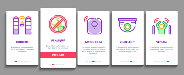 Shoplifting Onboarding Mobile App Page Screen. Video Camera And Guard Security From Shoplifting, Human Shoplifter Silhouette Concept Illustrations