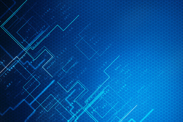 2d illustration Abstract futuristic electronic circuit technology background