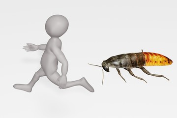 3D Render of Cartoon Character with Hisser Cockroach