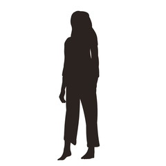 vector, on a white background, black silhouette of a girl