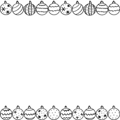 Simple Seamless pattern with Christmas tree balls. New year and Xmas backgrounds and frames. For textile, giftwrap, banner, stationery, flyer, graphic design, coloring book, ribbon, edging