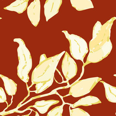 Vector seamless background with colorful illustration of leaves. Can be used for wallpaper, pattern fills, web page, surface textures, textile print, wrapping paper