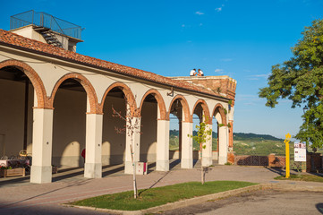 Fototapeta na wymiar Ancient arcades of Moncalvo Monferrato