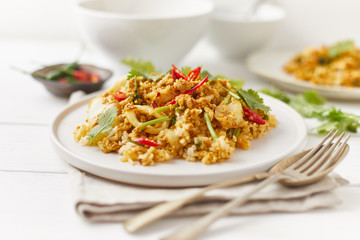 Stir fried squid with curry powder, Thai food .