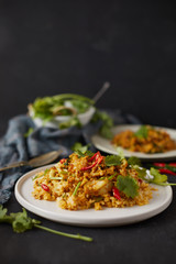 Stir fried squid with curry powder, Thai food .