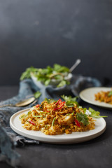 Stir fried squid with curry powder, Thai food .
