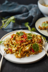 Stir fried squid with curry powder, Thai food .