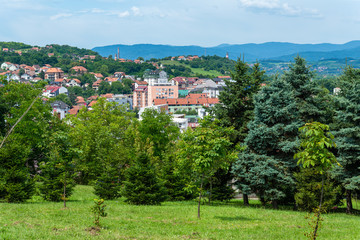 Loznica, Serbia - July 12, 2019: Panorama of Loznica, Serbia