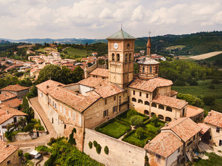 Aerial view of a Roman church in Grazzano Badoglio, Monferrato