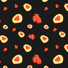 Pattern caviar on a sandwich. Vector