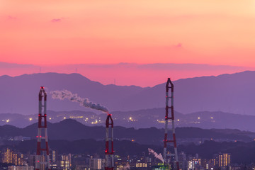 Naklejka premium 北九州工業地帯の夕焼け【福岡県北九州市】