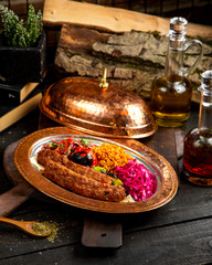 turkish k&ouml;ftə with bulgur and vegetables