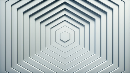Obraz premium Abstract hexagon pattern with offset effect. Animation of white hexagons. Abstract background for business presentation. 3d illustration