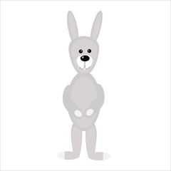 Fototapeta premium Cute gray Bunny with folded legs in the form of toys