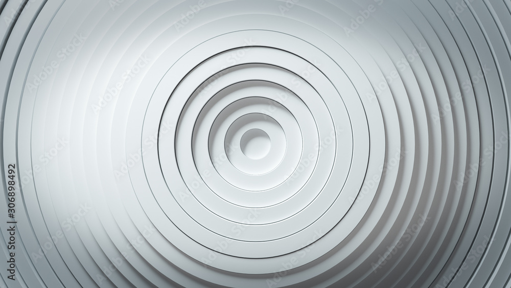 Poster abstract pattern of circles with the effect of displacement. white clean rings animation. abstract b