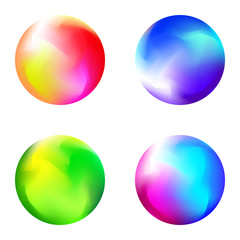 Set of colorful spheres elements. Modern spheres isolated on white. 	 Round set with modern abstract backgrounds. Colorful fluid covers for calendar, brochure, invitation, cards. Trendy soft.