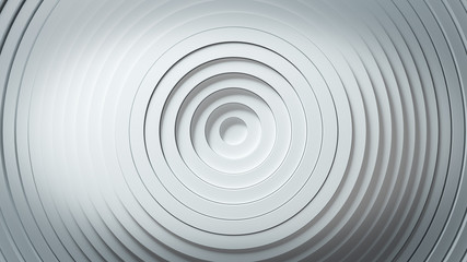 Abstract pattern of circles with the effect of displacement. White clean rings animation. Abstract background for business presentation. 3d illustration