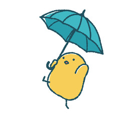 ゆるいひよこは傘をさして喜ぶ
