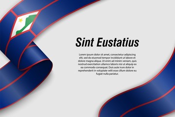 Waving ribbon or banner with flag Province of Netherlands sint eustatius