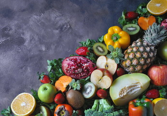 fruit healthy food vitamin - kiwi, watermelon, pineapple...