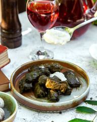 grape leaf dolma with katyk