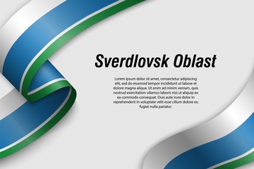 Waving ribbon or banner with flag Region of Russia sverdlovsk oblast