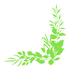 Sprigs with green leaves design element.