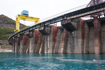 Building and gateways of the Inguri Hydroelectric Power Station, Georgia