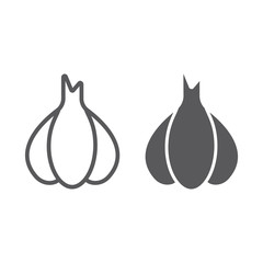 Garlic line and glyph icon, pungent and vegetable, clove sign, vector graphics, a linear pattern on a white backgrond.