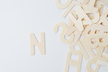 ABC english wood letters on white