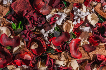 Dry field flowers. Top view- flat still life