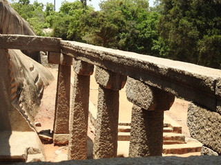 Single Stone Sculpture at Mahabalipuram temple which is located in south India, Tamil Nadu. one of...