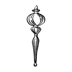 Christmas tree toys. Hand drawn illustration. New year and Christmas design elements. Greeting card invitation with xmas graphic. Vintage illustration.