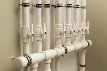 clean line white water pipes watering system pipe engineer design in underground. plastic white...