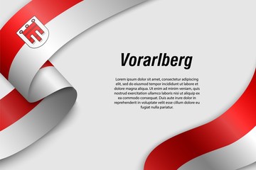 Waving ribbon or banner with flag vorarlberg State of Austria - obrazy, fototapety, plakaty