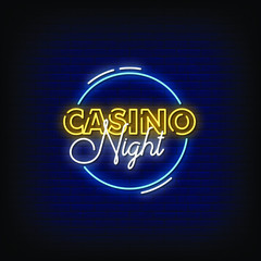 Casino Night Neon Signs Style Text vector