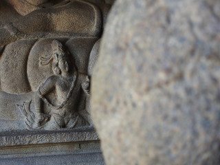 Single Stone Sculpture at Mahabalipuram temple which is located in south India, Tamil Nadu. one of the oldest structural rock-cut stone temple which was built in 700–728 AD. UNESCO Site