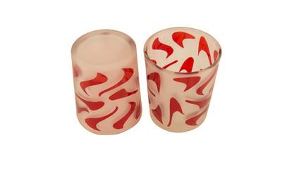 Two glasses on white background