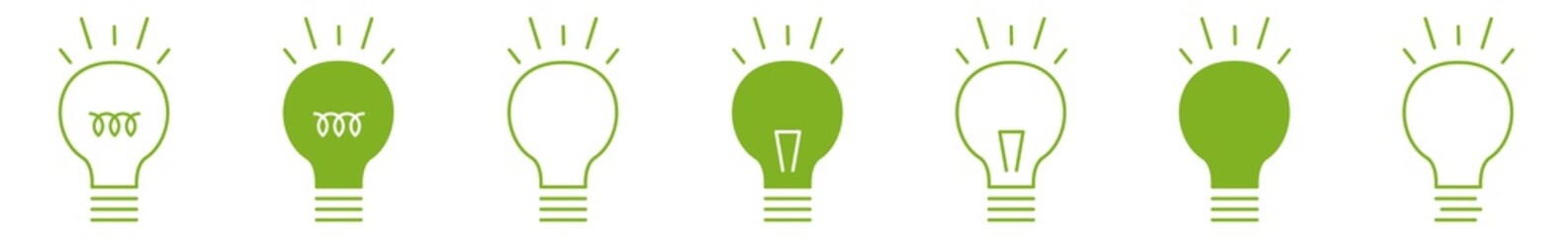 Bulb Icon Green | Eco Shining Lightbulb | Light Bulb Symbol | Idea Sign | Logo | Isolated Variations