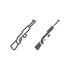 Rifle carbine line and glyph icon, army and military, firearm sign, vector graphics, a linear pattern on a white background.
