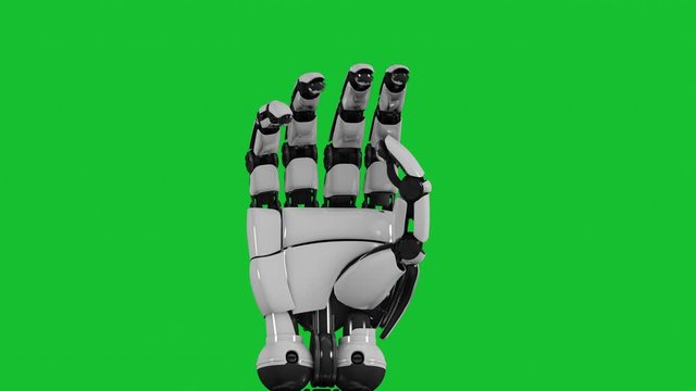 Future electronic science fiction and artificial intelligence bionic hand on a green screen background