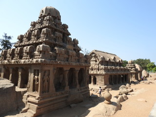 ancient Hindu monolithic, Pancha Rathas - Five Rathas, Mahabalipuram, Tamil Nadu, IndiaPanch Rathas...