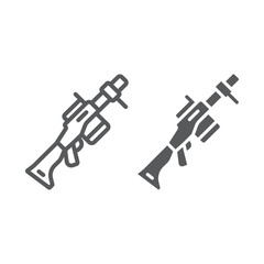 Grenade launcher line and glyph icon, weapon and rocket, bazooka sign, vector graphics, a linear pattern on a white background.