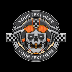skull motorcycle logo badge