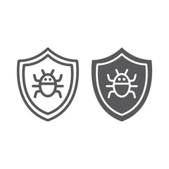 Antivirus line and glyph icon, technology and protection, software firewall sign, vector graphics, a linear pattern on a white background.
