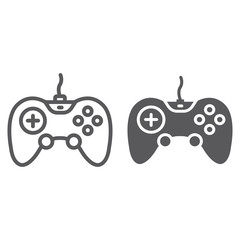 Gamepad line and glyph icon, technology and entertainment, joystick sign, vector graphics, a linear pattern on a white background.
