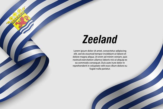 Waving ribbon or banner with flag zeeland Province of Netherlands