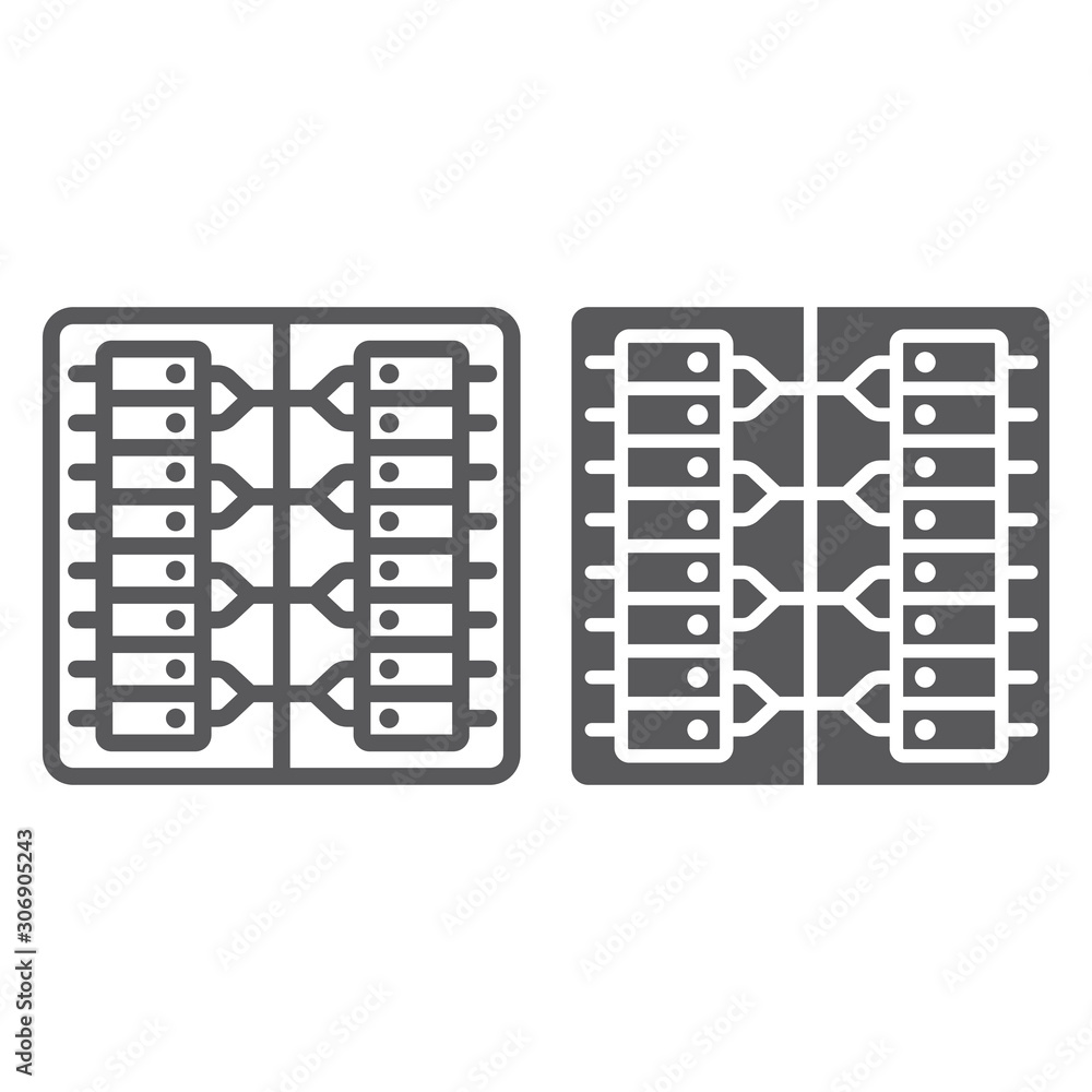 Aufkleber server line and glyph icon, technology and system, data center sign, vector graphics, a linear patte