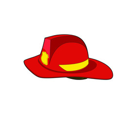 Fireman Red helmet. Firefighter safety hat.  Vecto rillustration